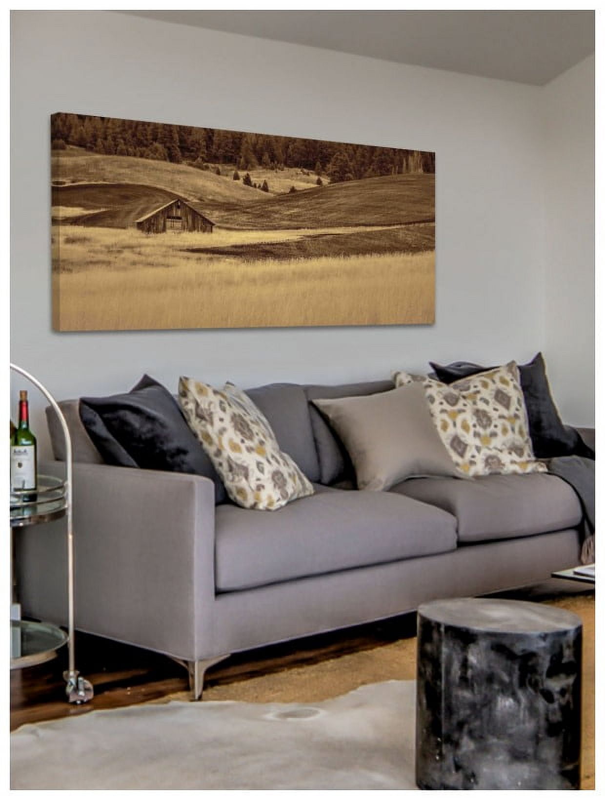 "Brown Barn in the Blonde Grasses" Painting Print on Canvas