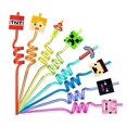 thumbnail image 2 of [Checkered Wheat Blocks] Cute Party Straw Cartoon Straw Sticker Spiral Straw Sticker Hot Topics 24PCS set, 2 of 5