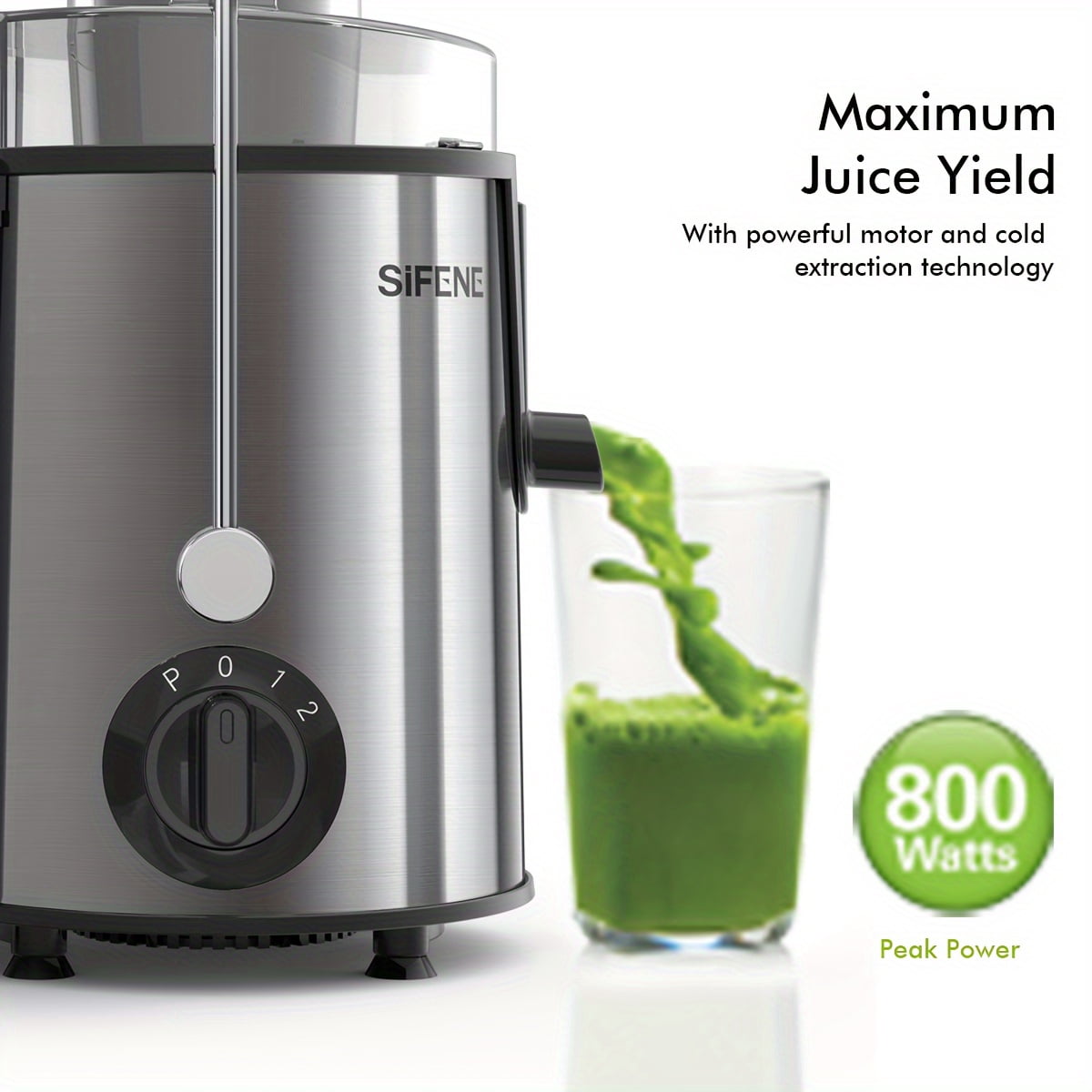 SIFENE 400W Centrifugal Juicer Machine, 3" Wide Chute, Adjustable Speeds, Easy Clean, Silver, New