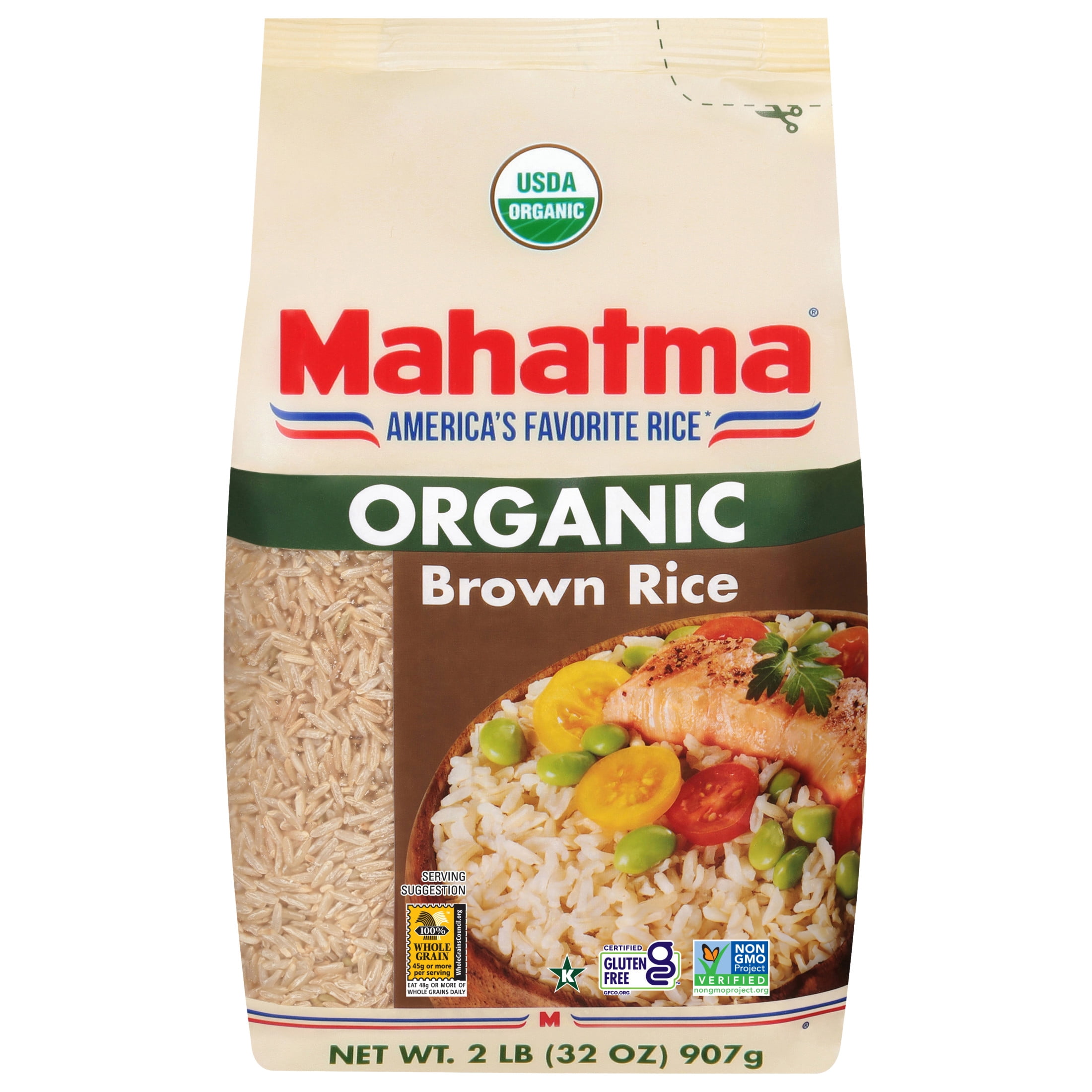 (3 pack) Mahatma Organic 100% Whole Grain Brown Rice, 2 lb Bag