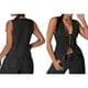 thumbnail image 3 of Chaleco Vaquero Sin Mangas con Escote en V Profundo y Lazo Frontal para Mujer Gris Negro S, 3 of 7