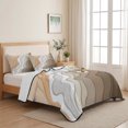thumbnail image 5 of Queen Quilt Set 90''x96'', Brown Coastal Beach Lightweight Bedspread Coverlet Set with 2 Pillow Shams, Retro Farmhouse Ocean Waves Striped Breathable All Season Quilt Bedding for Bedroom/Guest Room, 5 of 9