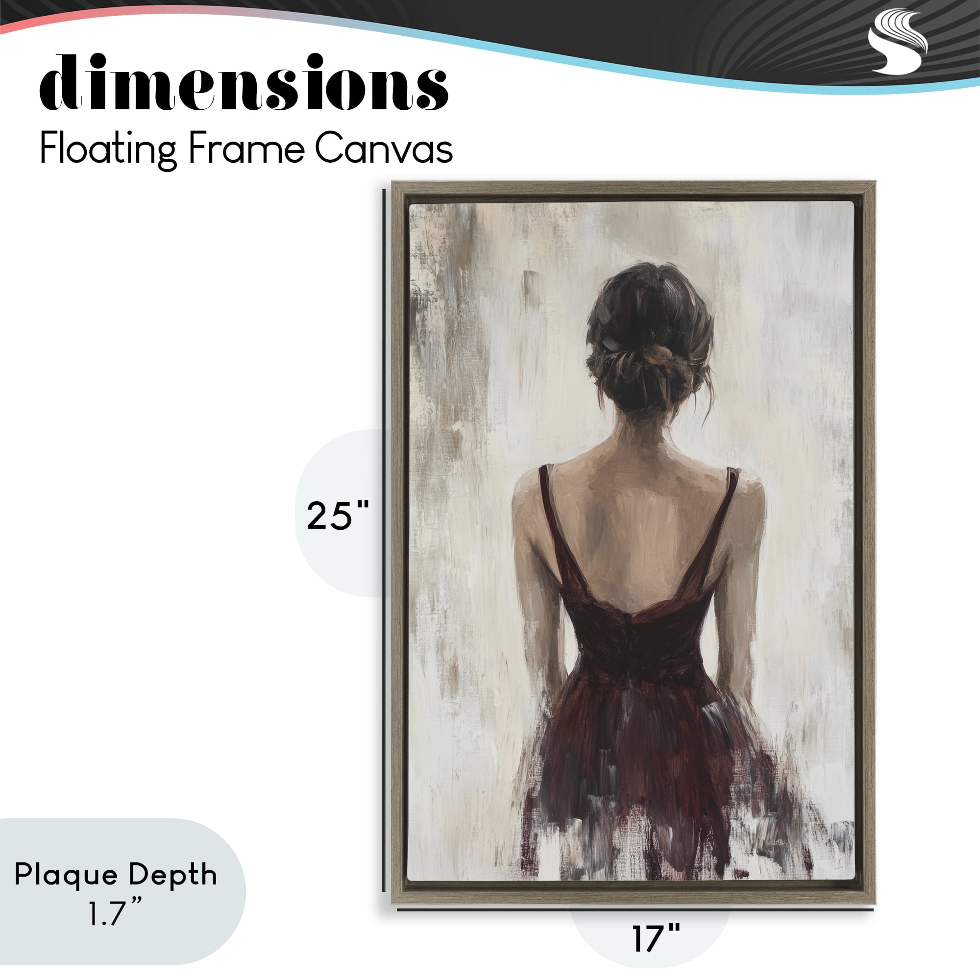 Stupell Industries Portrait of Woman in Burgundy Brown Framed Floater Canvas Wall Art, design by Petal Prints Design