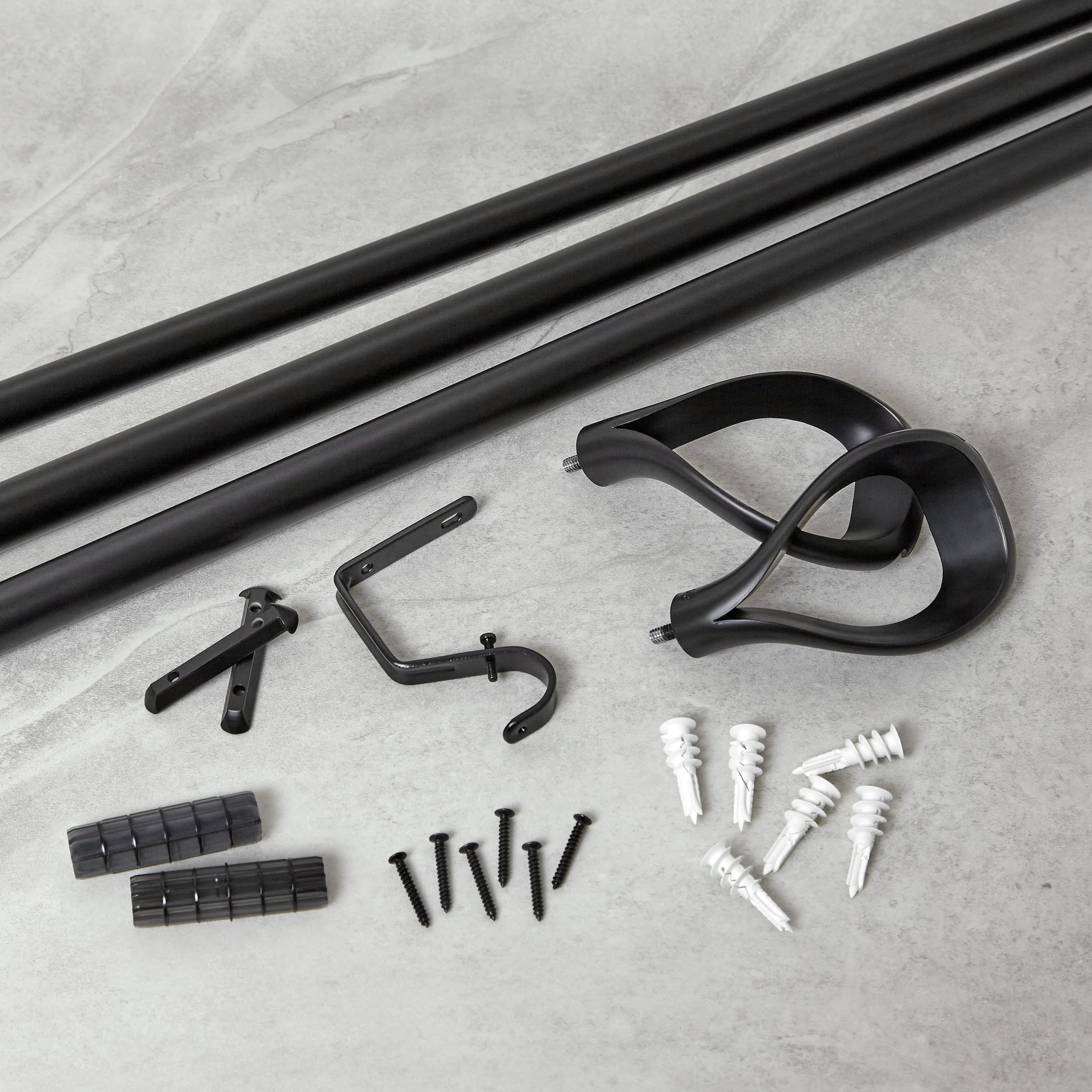 Umbra 1" Lasso Curtain Rod, 44-120", Black