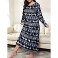 thumbnail image 2 of Women'S Sleepwear Long Sleeves Nightgown Print Tee Sleep Dress Christmas  - Blue XXL, 2 of 4