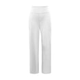 thumbnail image 3 of Arlun Stylish Loose Solid Color High Waist Straight Leg Pants with Pockets Womens Soft Comfortable Elastic Waisted Basic Sports Leisure for Daily Commuter Wear White XL, 3 of 4