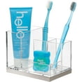 thumbnail image 4 of Plated Toothbrush and Toothpaste Holder - Storage Organizer Stand with 4 Compartments for Bathroom Countertop - Holders for Electric Toothbrush, Toothpaste - Hyde Collection - White/Soft Brass, 4 of 10