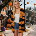 thumbnail image 2 of idosla Halloween Costumes for Women Adult 2025 Halloween Cardigan Pumpkin Bat Print Long Sleeve Open Front Sweater Cardigans (Orange, S), 2 of 9