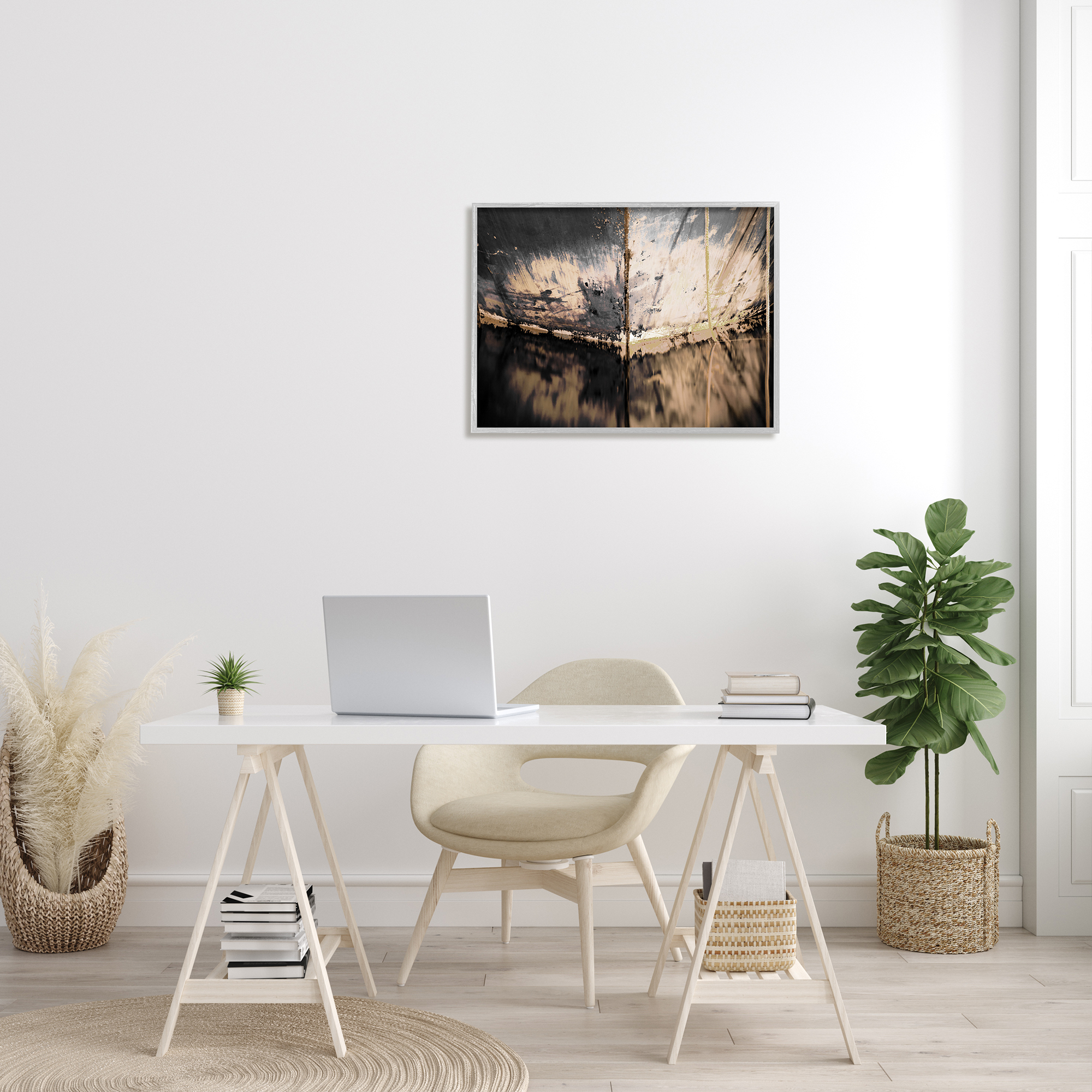 Stupell Industries Abstract Boat Underside Reflection Distressed Murky Lake Coastal Painting Gray framed Art Print Wall Art, 24 x 30, Design by Melissa McClain
