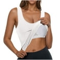 thumbnail image 3 of UPPADA Débardeurs pour Femmes en Modal Rembourré avec Soutien-Gorge Intégré, Col Rond, Camisole Sans Manches avec Soutien-Gorge Sans Armatures, Chandails Ajustés Décontractés, T-Shirt, Grande Taille, Hauts Confortables, Débardeurs d'Été pour Femmes 2025 Blanc, G, 3 of 7