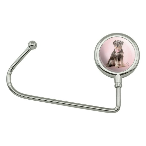 Schnauzer Puppy Dog with Bandana Sitting Purse Bag Hanger Holder Hook