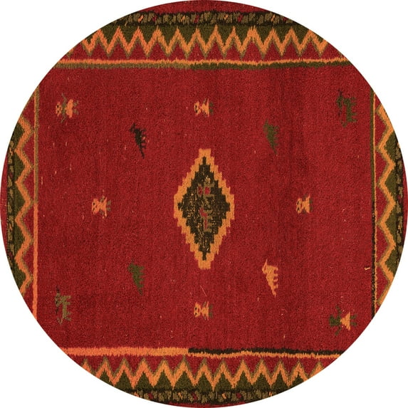 Ahgly Company Indoor Round Southwestern Orange Country Area Rugs, 5' Round