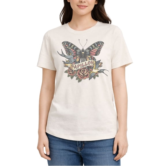 HYBRID APPAREL - Papillon Butterfly Short Sleeve Graphic T-Shirt