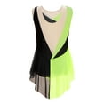 thumbnail image 2 of MSemis Kids Girls Shiny Diamond Color Block Mesh Splice Gymnastics Leotard Skating Jumpsuit Dance Fluorescent Yellow 10, 2 of 7