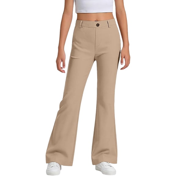 Grblisyd Girls Flare Leg Uniform Pants High Waist Dress Bell Bottoms Kids School Stretch Pants for Teen