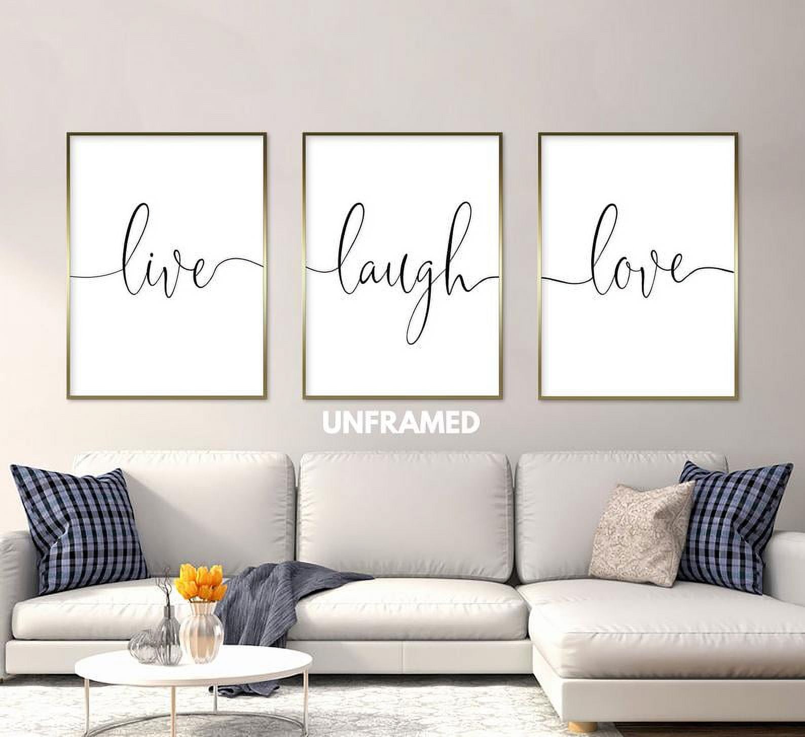 Live Laugh Love, Set of 3 Prints, Minimalist Poster, Typography Art,  Bedroom Wall Decor