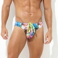 thumbnail image 4 of guisaled Mens Bikini Swimwear Sexy Low Rise Quick Dry Swim Briefs with Drawstring Fashion Tie Dye Comfort Swim Thong Swimsuit, 4 of 4