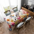 thumbnail image 4 of Pastoral Botanical Rectangle Tablecloth, Watercolor Spring Summer Flowers Waterproof & StainResistant Tablecloth, Washable Oil-proof Table Cover for Dining/Party/Wedding/Camping/Buffet 60x102 In, 4 of 9