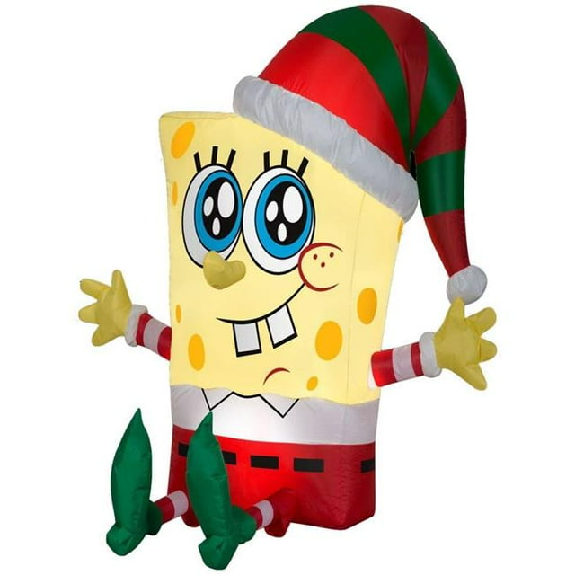 Airblown Inflatables G08 118322X 3.5 ft. SpongeBob in Holiday Outfit Christmas Inflatable, Multi Color