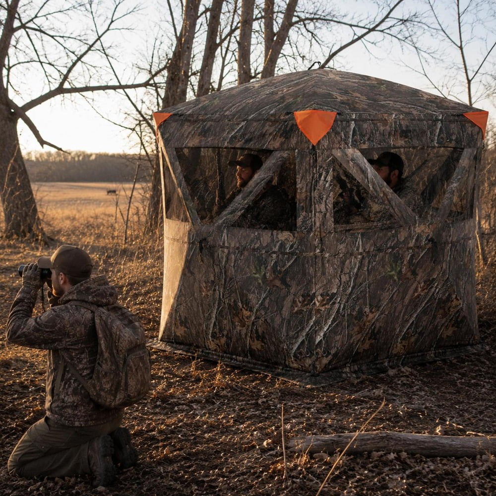Hunting Blind 270 Degree See Through 2-3 Person Pop Up Portable Deer Blind with Carrying Bag