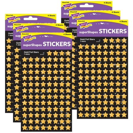 UPC: 0194629033683 | TREND Gold Foil Stars superShapes Stickers 400 Per Pack 6 Packs