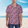 thumbnail image 2 of Sikiie Strawberries Print Men's Hawaiian Shirt, Summer Beach Button Pocket Short Sleeve T-Shirt,3X-Large, 2 of 7