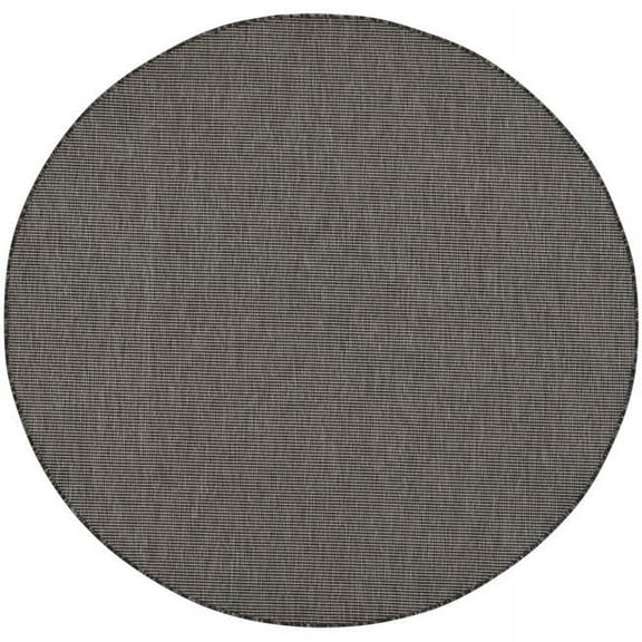 HomeRoots 6 ft. Charcoal Power Loom Round Area Rug - Charcoal - 6 ft.