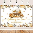 thumbnail image 2 of Fall Pumpkin Baby Shower Backdrop Falling in Love with Baby Photography Background Autumn Pumpkin Floral Baby Carriage Birthday Party Decoration Banner for Kids Photo Booth Props, 2 of 3
