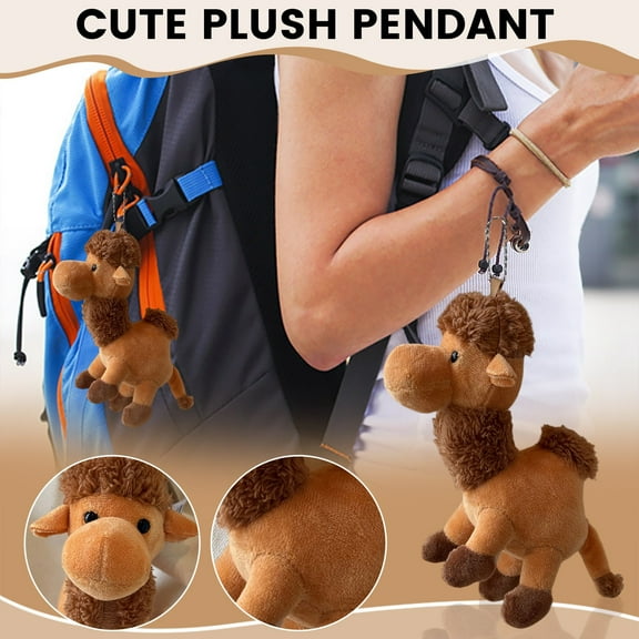 5.9 INCH Lovely Camel Bag Charm Plush Keychain, Cute Camel Cartoon Plushies Keyring for Kids Gift, Soft Stuffed Animals Pendant for Girls Boys, Back to School Backpack Decoration