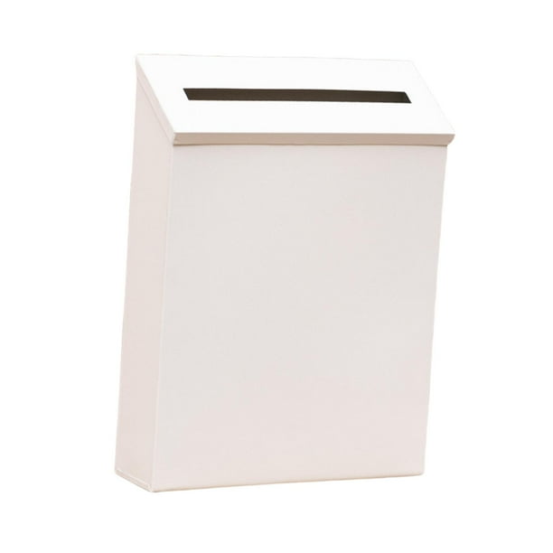 Buzón de pared con tapa para periódicos, decorativo, de metal. Blanco