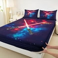 thumbnail image 3 of jejeloiu Lightsaber Twin Sheet Sets,Abstract Lightning Twin Fitted Sheet,Red Black Blue Flat Sheet For Boys Kids,Microfiber Bedroom Decor,3-Piece, 3 of 7
