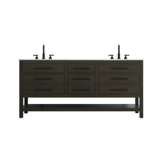 Elegant Kitchen and Bath 72 inch Double Bathroom Vanity in Mocha Brown