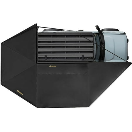 BUNKER INDUST 270 Degree Awning Free Standing with 3-Color LED Lighting, Passenger-Side Mount, Waterproof & Wind Resistant for SUV Van Truck Camper