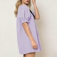 thumbnail image 5 of Square Neck Puff Sleeve Plaid Short Dress Women Stylish Soft Breathable Casual Dress for Daily Outings Coffee Dates Weekend Trips Gatherings Purple S, 5 of 7