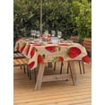 thumbnail image 3 of Outdoor Tablecloth with Umbrella Hole for Patio/Picnic/Party/Camping, Summer Red Strawberry Waterproof Table Cloth Rectangle Table Cover Washable, Rustic Fruits Farmhouse Brown Wooden (60"x 84"), 3 of 9
