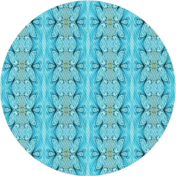 Ahgly Company Indoor Square Patterned Dark Turquoise Green Area Rugs, 3' Square