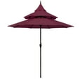 thumbnail image 3 of Abble 9ft Patio Umbrella with Crank 3-Tier Pagoda Outdoor Market Umbrella with 8 Ribs for Garden Deck Backyard Pool, Burgundy, 3 of 6