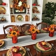 thumbnail image 3 of Table Runner 120 Inches Long, Fall Thanksgiving Pumpkin Leaves Wreath Grey Striped Linen Cotton Linen Table Runners Non-Slip Durable Dresser Scarves for Table Party Dinner Holiday Home Decor, 1 Pack, 3 of 5