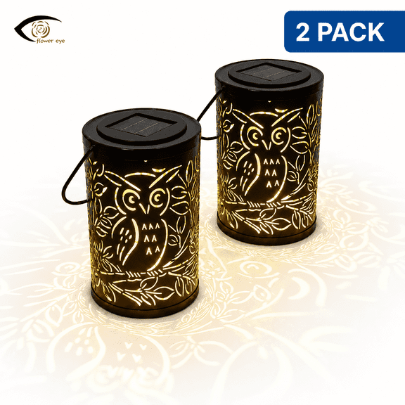 Flower Eye Bronze Solar Outdoor Hanging Lanterns, Rustproof 2 Count