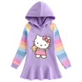 thumbnail image 3 of Hello Kitty-vestido de algodón con dibujos de arcoíris para niñas, suéter con capucha de manga larga, falda de princesa, ropa para niños, primavera y otoño, 3 of 5