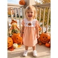 thumbnail image 4 of BemeyourBBs Toddler Baby Girls Halloween Dress Outfit Infant Baby Girl Summer Fall Plaid Gingham Dress Pumpkin Ghost Embroidered Crew Neck Puff Short Sleeve Holiday Party Dress, 4 of 9