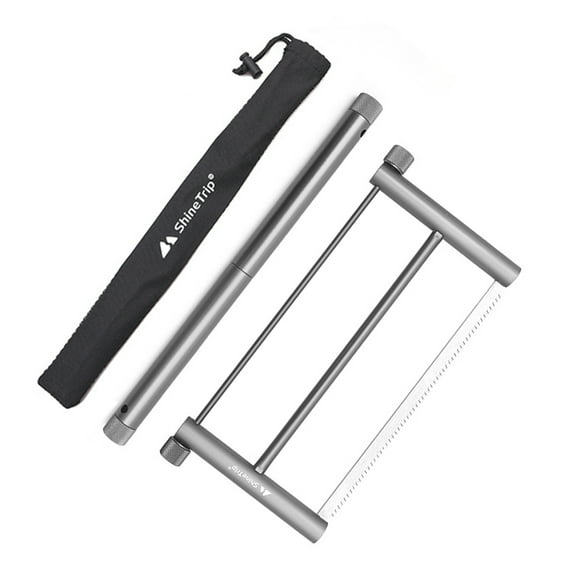 ShineTrip Compact Folding Outdoor Hand Saw with Stainless Steel Blade and Aluminum Alloy Frame, Lightweight and Durable for Camping, Hiking, and Emergency Use, Includes Storage Pouch.