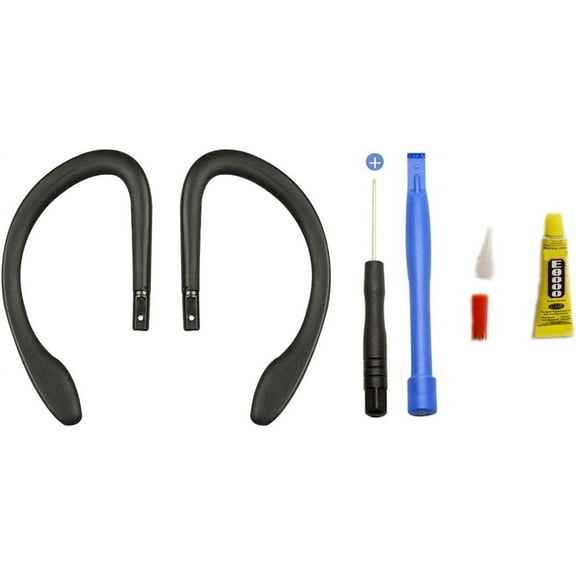 for PowerBeats 3 Ear Hook Loop Clip Silicone Replacement Repair Parts Left and Right Fit Dre Power Beats 3 Wireless Headset Headphone   Tool   Glue (Black)