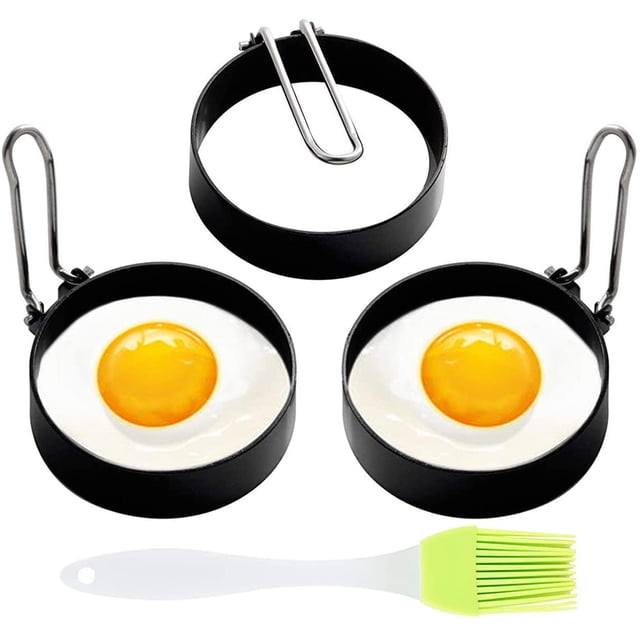 Anillo para huevos, paquete de 3 moldes para hacer panqueques de huevos, anillos para huevos antiadherentes de acero inoxidable, herramienta de cocina para freír huevos, McMuffin, sándwiches, juego