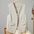 thumbnail image 2 of Fsqjgq 2024 Fall Sleeveless Blazer Vest Fully Lined Button Fashion Casual Open Front Work Vest Tops Formal Business Dressy Suit Vest Jackets Outwear, 2 of 7