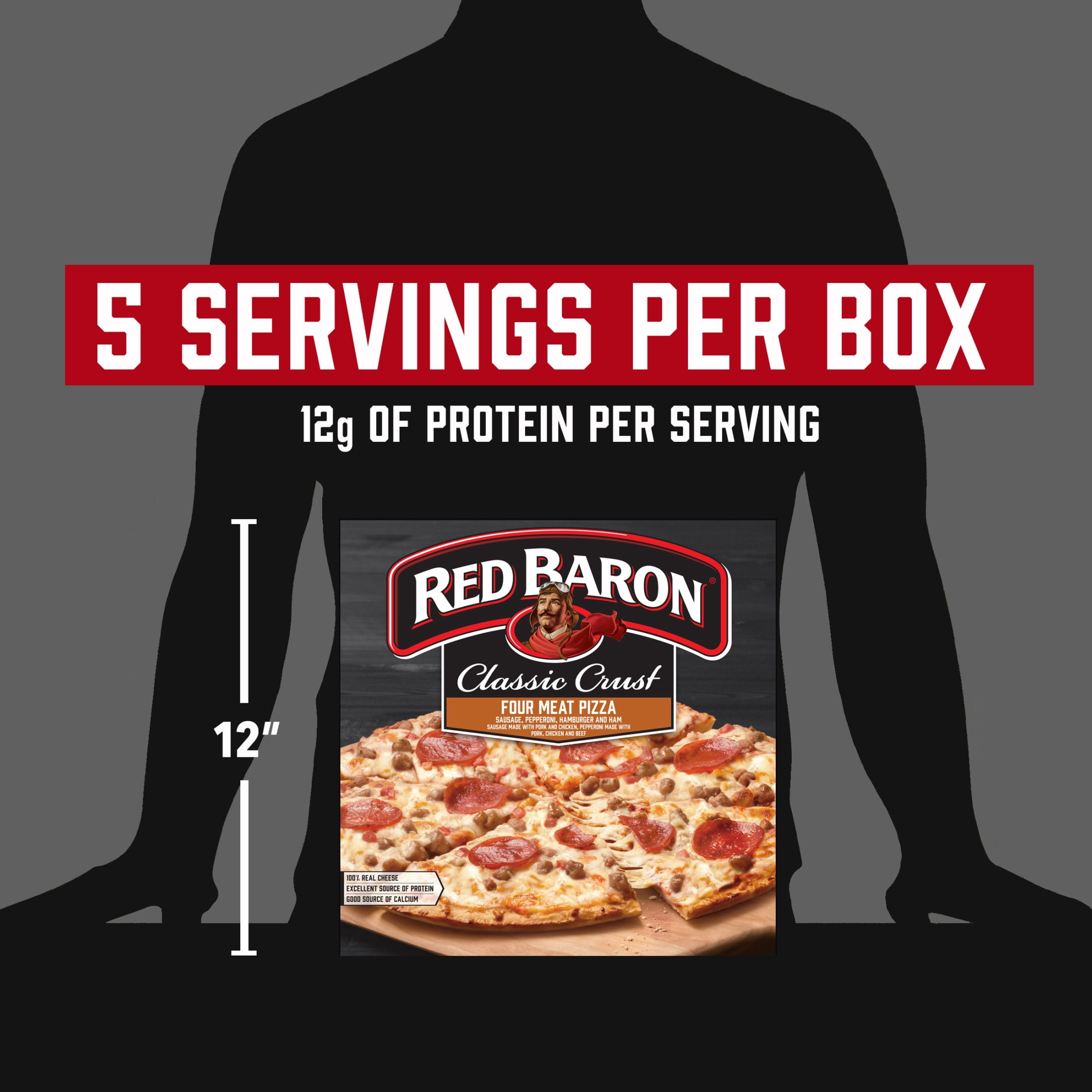 Red Baron Four Meat Classic Crust Frozen Pizza, 21.95 oz