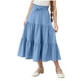 thumbnail image 4 of Purcolt Girls Boho Tiered Maxi Skirt Elastic Waist Ruffled Layers Long Skirts Summer Beach Swing A Line Flowy Skirt, 4 of 8