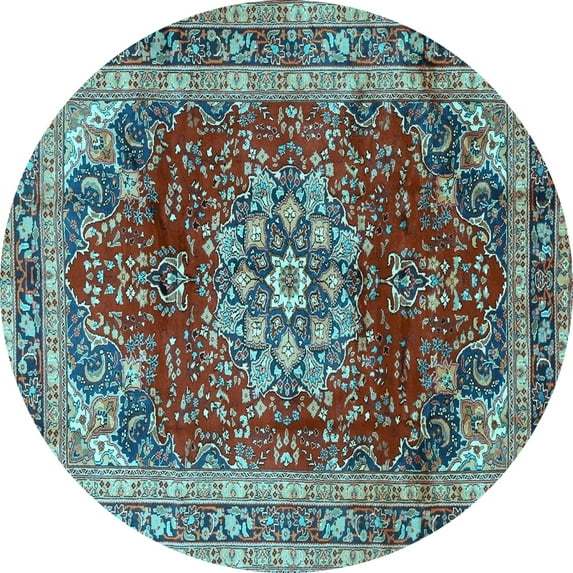 Ahgly Company Indoor Round Persian Light Blue Traditional Area Rugs, 5' Round