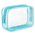 thumbnail image 1 of Bolsa de cosméticos transparente de PVC impermeable, bolsa de cosméticos transparente de viaje portátil con cremallera azul, 1 of 5