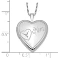 thumbnail image 4 of 925 Sterling Silver Box Necklace with Pendants Chain 20mm Mom Diamond Heart Locket 18 inch 19.55 mm, 4 of 5